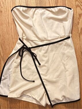 Cream and Black Romper